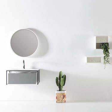 Eviva Modena 32 in. Wall Mounted Gray Bathroom Vanity with White Integrated Solid Surface Countertop Bathroom Vanity Eviva